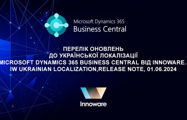Перелік оновлень до української локалізації Microsoft Dynamics 365 Business Central від Іnnoware. IW Ukrainian Localization, Release Note, 01.06.2024